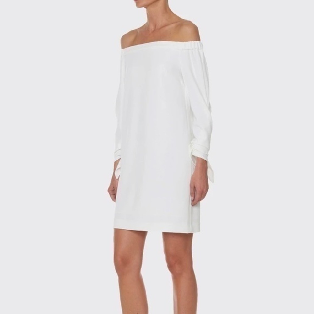 Tibi Structured Crepe Off-the-Shoulder Dress Ivory